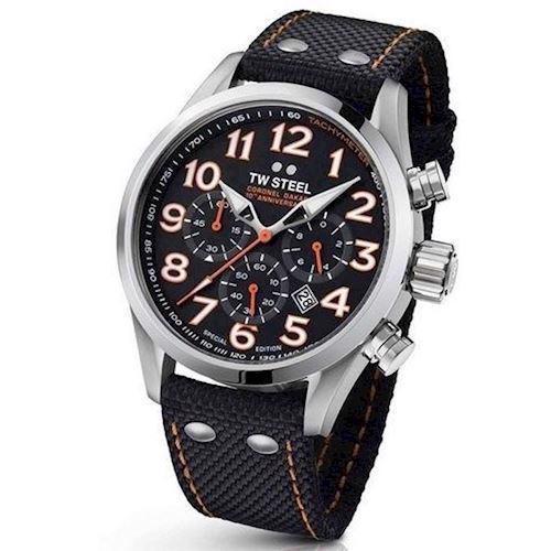 Image of sort med orange 48 mm Quartz Miyota Herre ur fra TW Steel Volante Dakar Edition